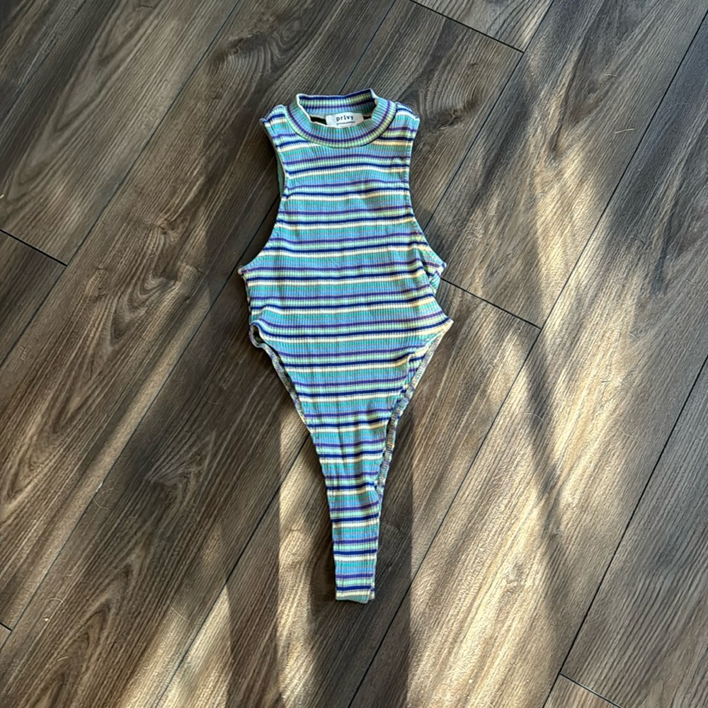 High Cut Striped Bodysuit